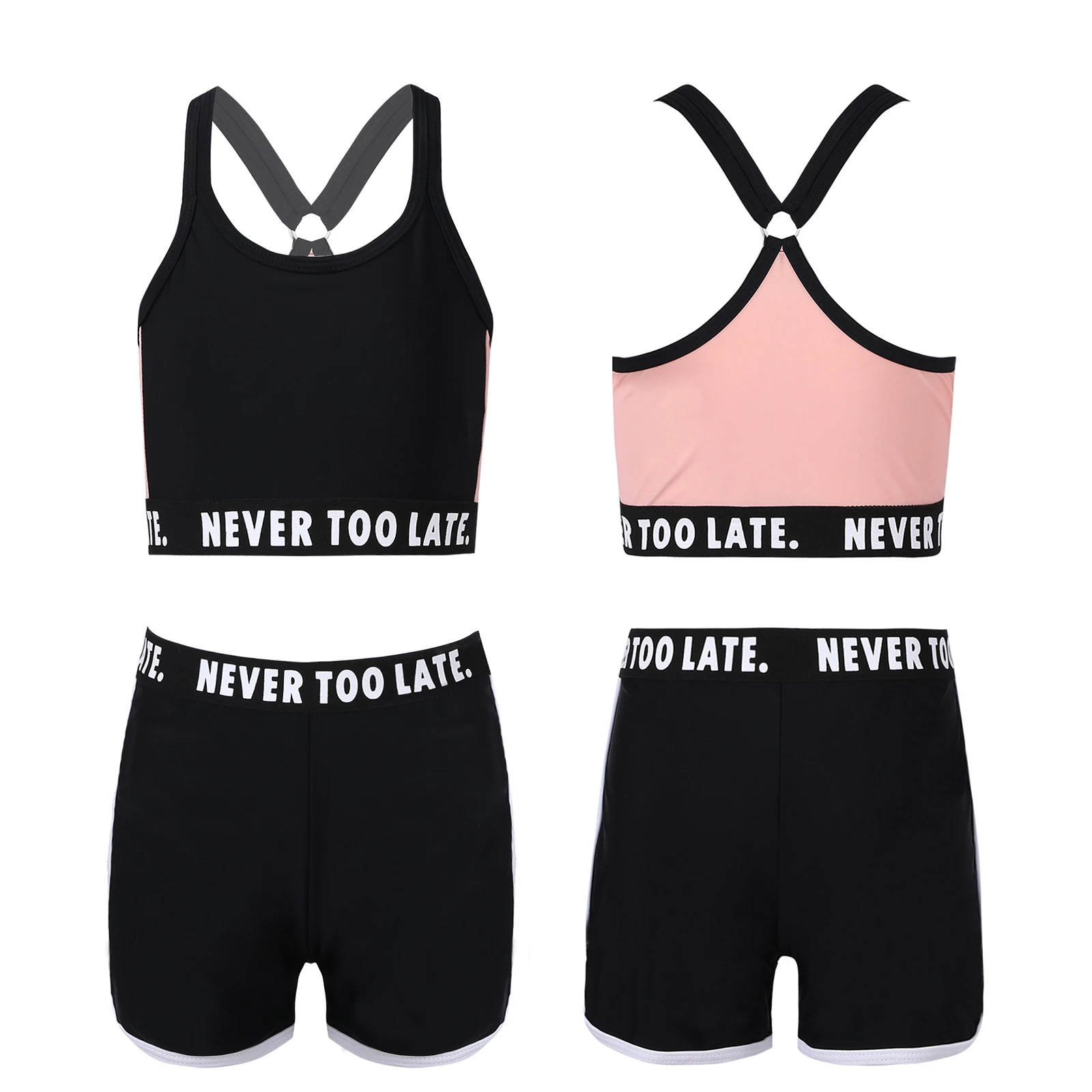Kids Girls 2Pcs Letter Printed Black Sleeveless Swimming Suit with O-ring Strappy BackTops and Shorts Set Beach Swimwear Holiday
Kids Girls 2Pcs Letter Printed Black Sleeveless Swimming Suit with O-ring Strappy BackTops and Shorts Set Beach Swimwear Holiday