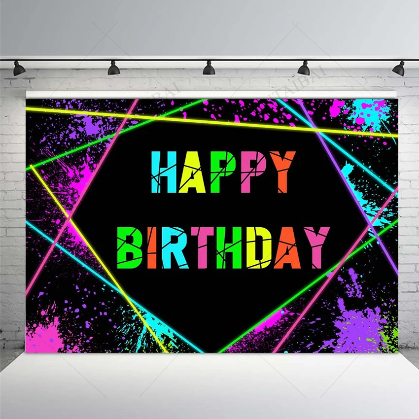 Birthday Party Photography Backdrop Retro Neon Splatter Graffiti Deco Room Supplies Family Shoot Celebration Banner Poster Booth 
Birthday Party Photography Backdrop Retro Neon Splatter Graffiti Deco Room Supplies Family Shoot Celebration Banner Poster Booth