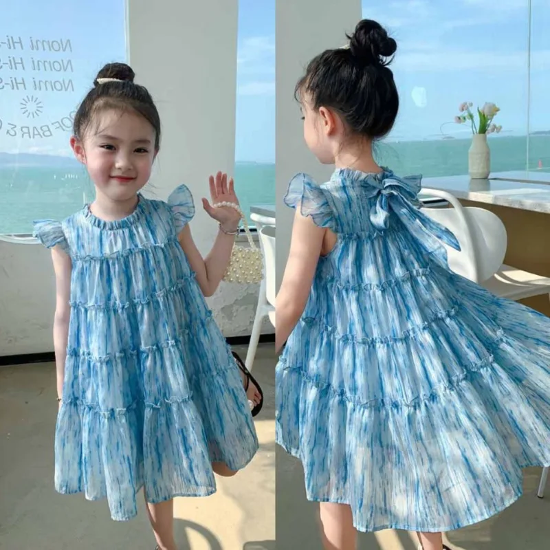 Children Sweet Princess Dress Summer Girls Flying Sleeve Dress Light Blue Casual Beach Dress 2-6T
Children Sweet Princess Dress Summer Girls Flying Sleeve Dress Light Blue Casual Beach Dress 2-6T