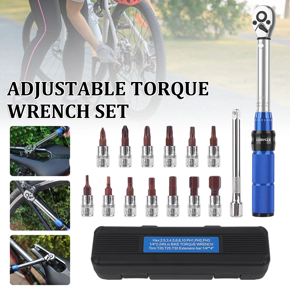 Bicycle Torque Wrench Preset Adjustable Torque 1/4 Xiaofei 2-24NM Ratchet Wrench Set Bicycle Repair Tool
Bicycle Torque Wrench Preset Adjustable Torque 1/4 Xiaofei 2-24NM Ratchet Wrench Set Bicycle Repair Tool