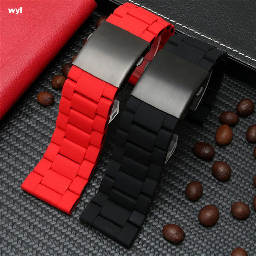 Silicone Stainless Steel Watchband for Diesel Watch Strap DZ7396 DZ7370 DZ4289 DZ7070 DZ7395 Men Rubber Wrist Band Bracelet 28mm
Silicone Stainless Steel Watchband for Diesel Watch Strap DZ7396 DZ7370 DZ4289 DZ7070 DZ7395 Men Rubber Wrist Band Bracelet 28mm