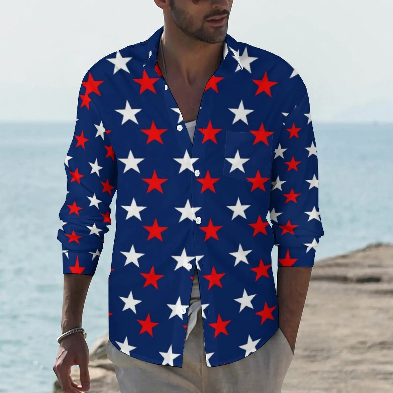 Red White Star Shirt Autumn Independence Day Casual Shirts Men Fashion Blouses Long Sleeve Pattern Stylish Clothes Large Size
Red White Star Shirt Autumn Independence Day Casual Shirts Men Fashion Blouses Long Sleeve Pattern Stylish Clothes Large Size