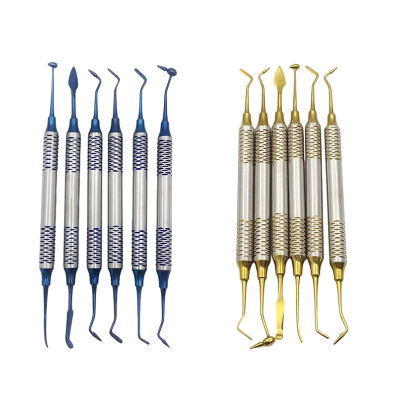 6pcs Dental Composite Resin Filling Spatula Titanium plated Head Resin Filler Set thick handle Restoration set Dental Instrument
6pcs Dental Composite Resin Filling Spatula Titanium plated Head Resin Filler Set thick handle Restoration set Dental Instrument