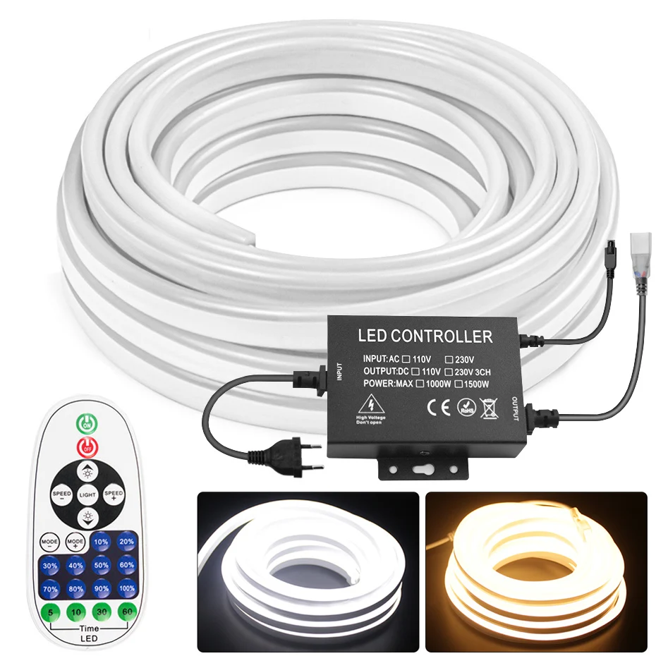 5M/10M/50M/100M Neon Light 220v 120leds/m Waterproof LED Strip WiFi/Bluetooth/Remote Control Flexible Soft Rope Led Tape Outdoor
5M/10M/50M/100M Neon Light 220v 120leds/m Waterproof LED Strip WiFi/Bluetooth/Remote Control Flexible Soft Rope Led Tape Outdoor
