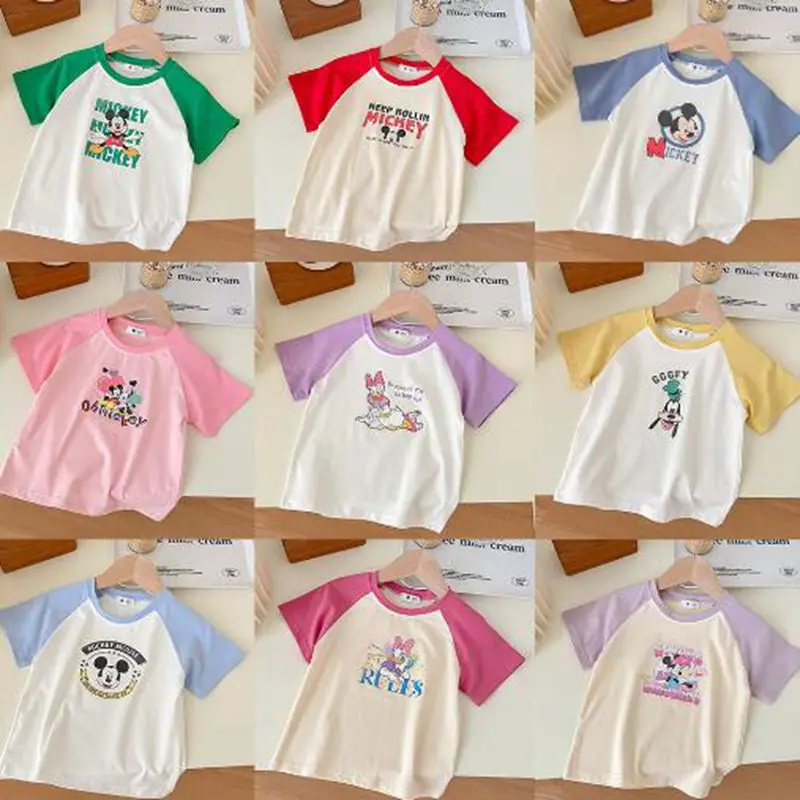 Летние футболки с коротким рукавом, одежда для девочек, топы для малышей, хлопковая детская футболка принцессы с мультяшным Микки Маусом, детская одежда
Летние футболки с коротким рукавом, одежда для девочек, топы для малышей, хлопковая детская футболка принцессы с мультяшным Микки Маусом, детская одежда