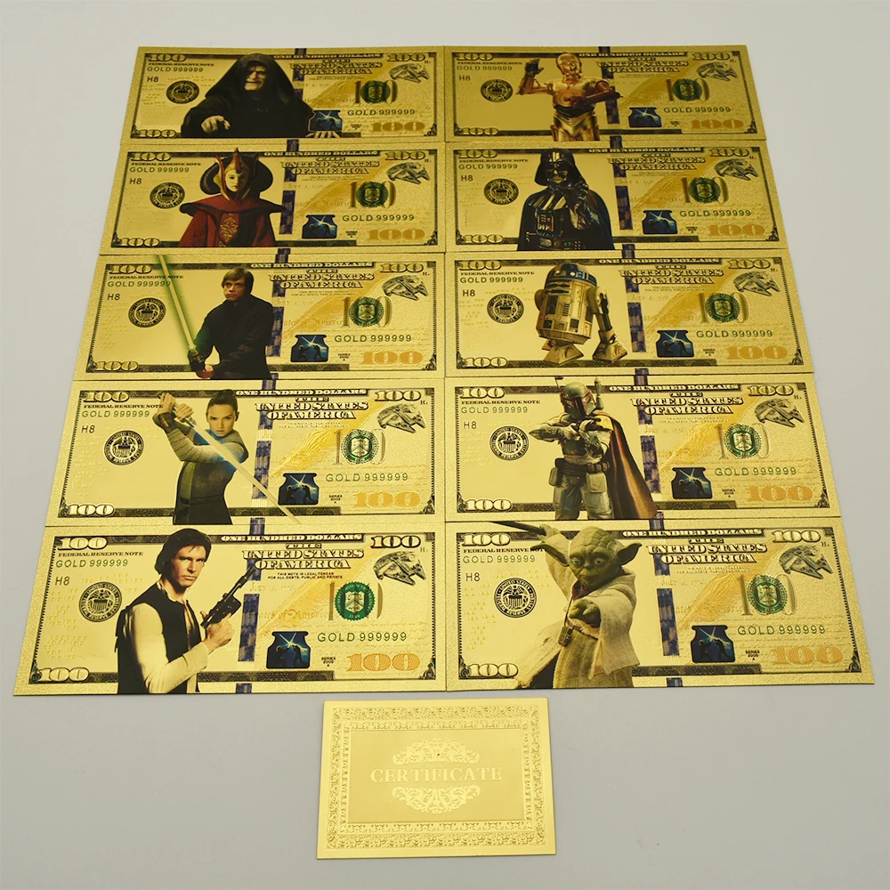 10pcs/set U.S. Gold Foil Banknotes Film and Television Peripherals 100 Dollar Crafts Decoration Cards Collection Business Gifts
10pcs/set U.S. Gold Foil Banknotes Film and Television Peripherals 100 Dollar Crafts Decoration Cards Collection Business Gifts