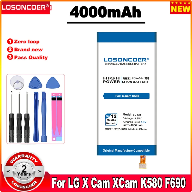 LOSONCOER 4000mAh BL-T23 Battery For LG X Cam X-Cam F690 K580DS K580Y K580 Battery+ Tracking Number 
LOSONCOER 4000mAh BL-T23 Battery For LG X Cam X-Cam F690 K580DS K580Y K580 Battery+ Tracking Number