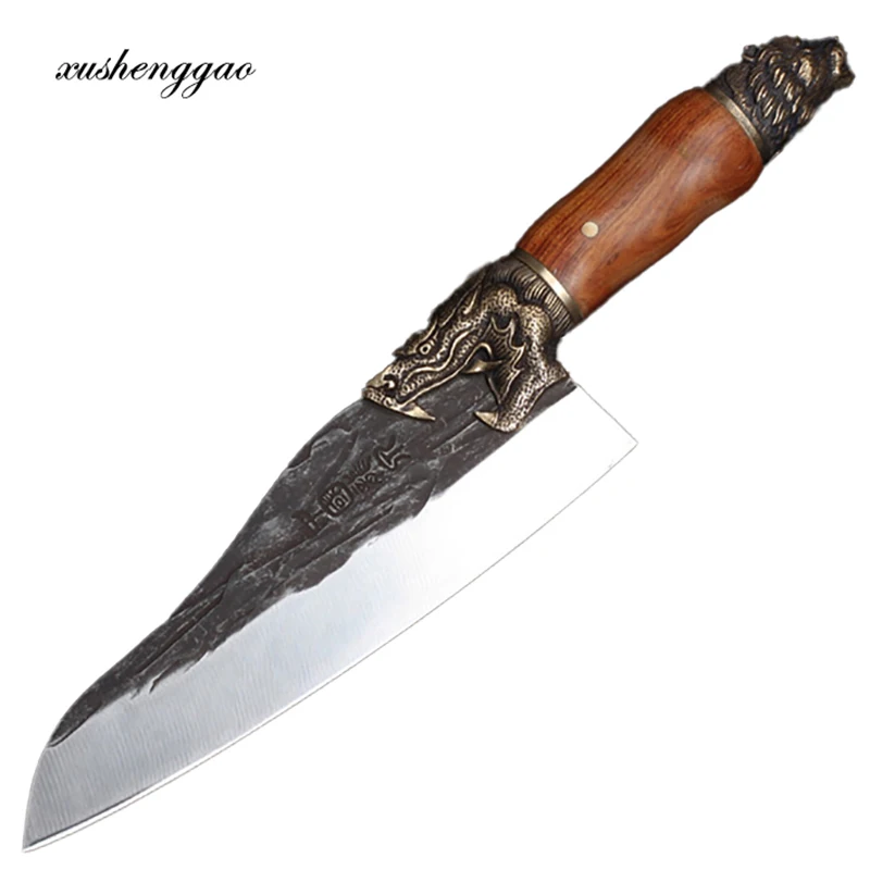 Longquan Kitchen Knife 7Cr17MoV Copper Decor Handle Handmade Forged 8 Inch Sharp Chef Slicing Cleaver Japanese Santoku Knife
Longquan Kitchen Knife 7Cr17MoV Copper Decor Handle Handmade Forged 8 Inch Sharp Chef Slicing Cleaver Japanese Santoku Knife