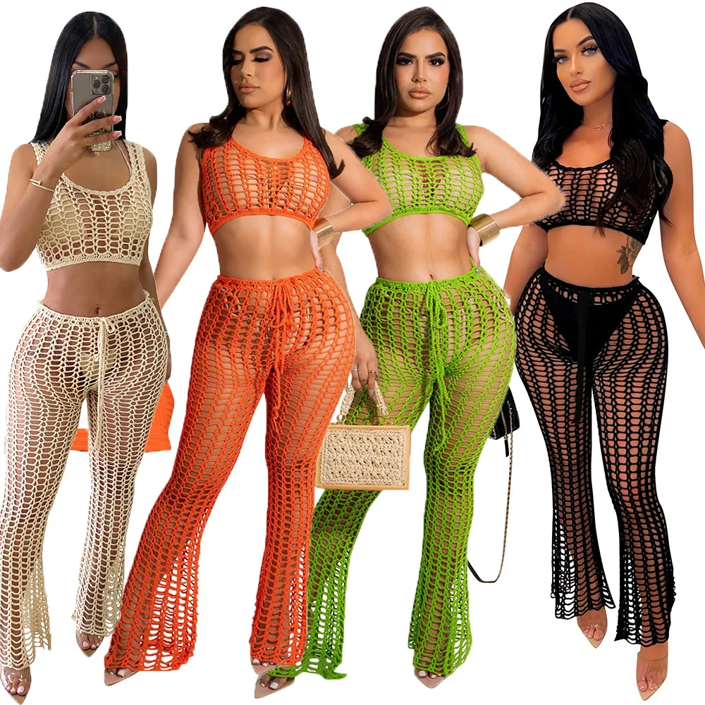 2022 Casaul Women Tracksuit Two Piece Set Hollow Out Shirt + Long Pants Streetwear Matching Set Clothes For Women Outfit
2022 Casaul Women Tracksuit Two Piece Set Hollow Out Shirt + Long Pants Streetwear Matching Set Clothes For Women Outfit