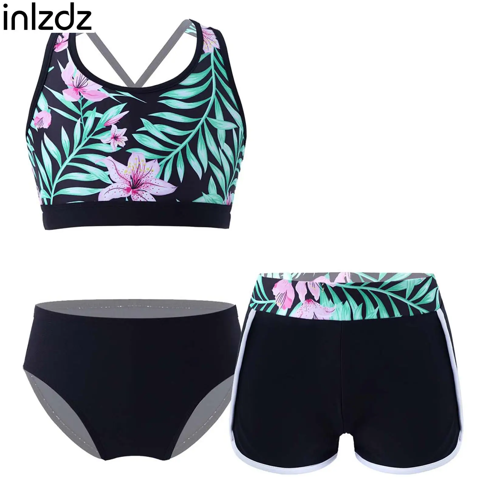 Children Swimwear 3Pcs Summer Bikini Sets Girls U Neck Cross Straps Open Back Crop Tops with Shorts Briefs Set Pool Beach Wear
Children Swimwear 3Pcs Summer Bikini Sets Girls U Neck Cross Straps Open Back Crop Tops with Shorts Briefs Set Pool Beach Wear