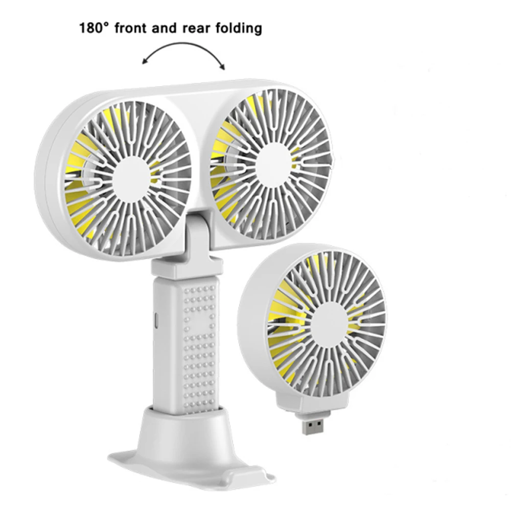 Chargeable Portable Handheld Dual Head Air Cooler Fan 180 Foldable 3000mAh Battery Mini Desktop Electric Fan with Phone Holder
Chargeable Portable Handheld Dual Head Air Cooler Fan 180 Foldable 3000mAh Battery Mini Desktop Electric Fan with Phone Holder