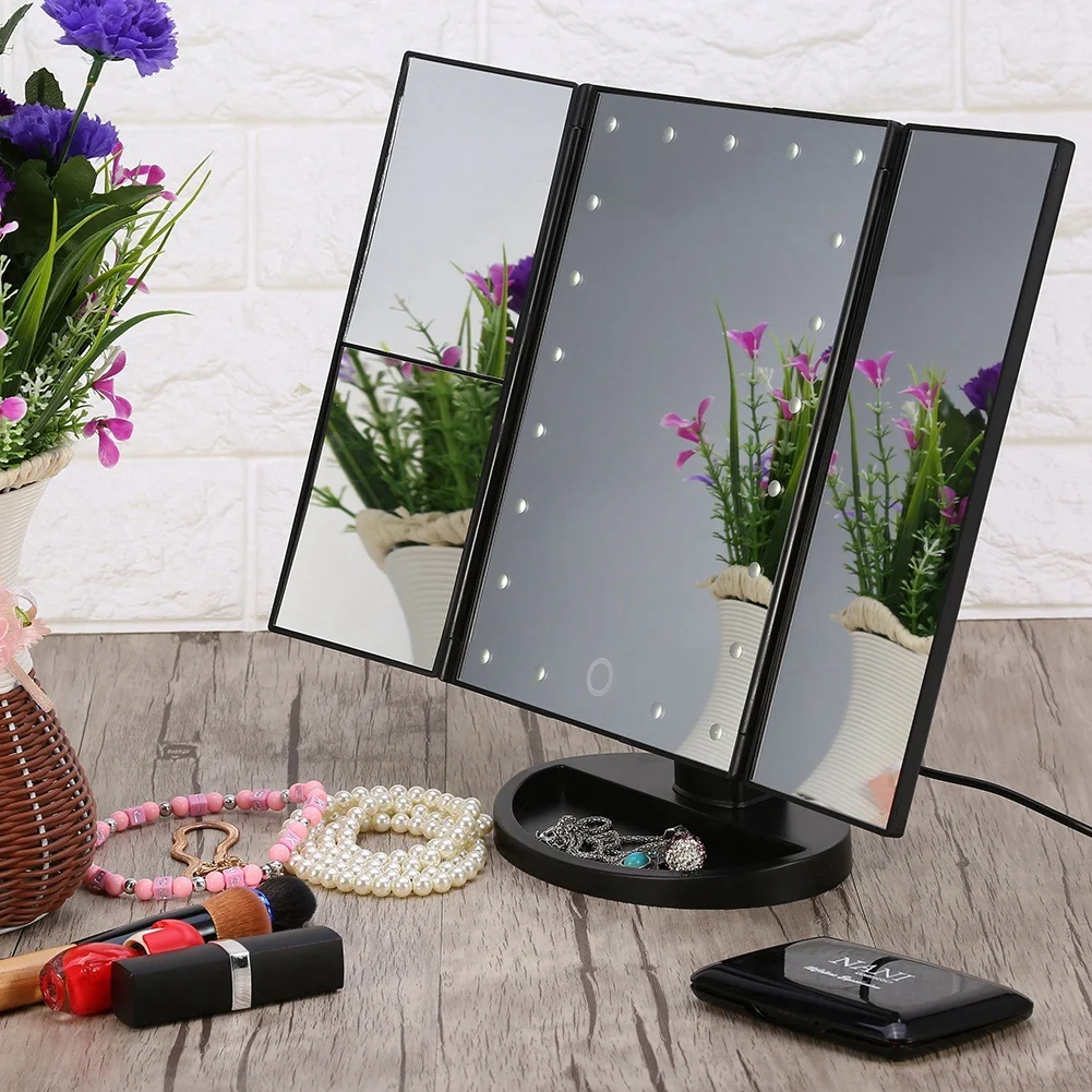 Victool Tri-Fold 21 LED Lights 2X 3X Magnification Touch Screen Desktop Makeup Mirror (Black)
Victool Tri-Fold 21 LED Lights 2X 3X Magnification Touch Screen Desktop Makeup Mirror (Black)