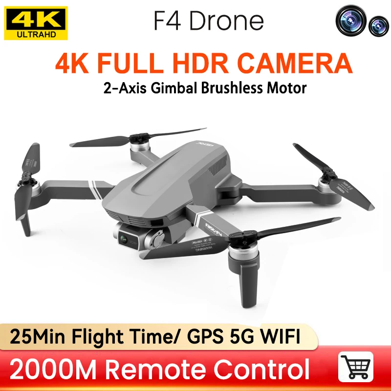 

Professional Drone F4 With 6K Camera 2-axis Gimbal Brushless GPS 5G Wifi 2KM RC Distance FPV Foldable Dron Quadcopter Kid Toys