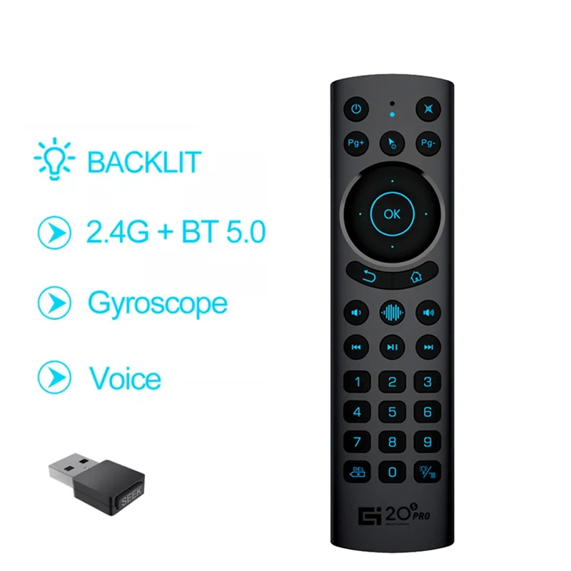 G20S PRO BT5.0 2.4G Wireless Smart Voice Air Mouse Gyroscope IR Learning Backlit Remote Control for Android TV BOX
G20S PRO BT5.0 2.4G Wireless Smart Voice Air Mouse Gyroscope IR Learning Backlit Remote Control for Android TV BOX