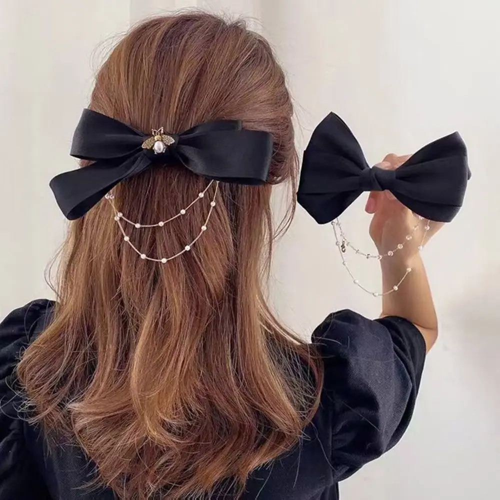 New Bow Pearls Chain Barrettes Hairpins For Women Rhinestone Spring Hair Clips Ribbon Headband Ponytail Hair Accessories
New Bow Pearls Chain Barrettes Hairpins For Women Rhinestone Spring Hair Clips Ribbon Headband Ponytail Hair Accessories