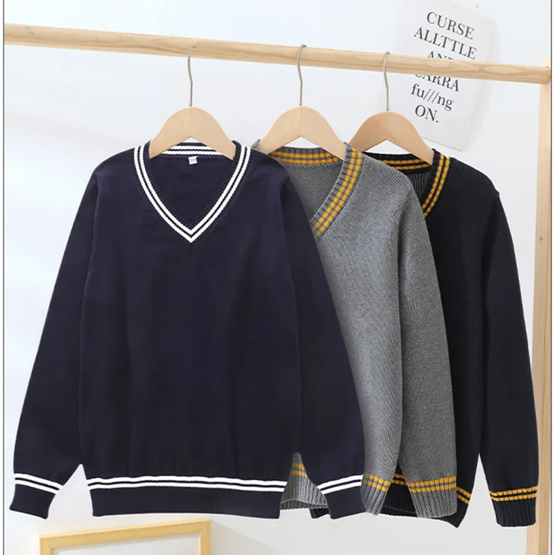 Boys Striped Trim V-Neck Knitted Sweater Spring Autumn School Cotton Jersey Long Sleeve Pullover Sweater Clothes 4 to 16 years
Boys Striped Trim V-Neck Knitted Sweater Spring Autumn School Cotton Jersey Long Sleeve Pullover Sweater Clothes 4 to 16 years