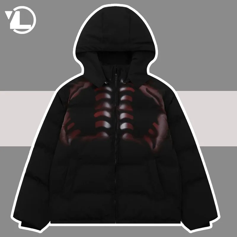 High Street Hooded Parkas Men Hip Hop Skeleton Printed Detachable Sleevee Padded Jackets Winter Retro Thicken Warm Puffer Coats
High Street Hooded Parkas Men Hip Hop Skeleton Printed Detachable Sleevee Padded Jackets Winter Retro Thicken Warm Puffer Coats