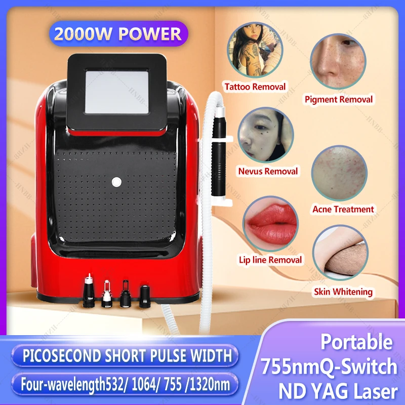 

2023 Hot Sale Laser Tattoo Removal Eyebrow Washer Portable Nd Yag Laser Pico Laser 755 1320 1064 532nm Beauty Machine