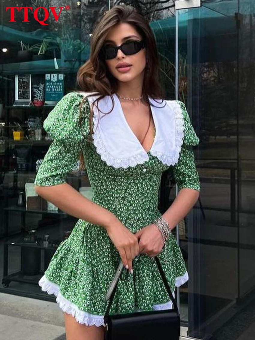 TTQV Elegant Green Print Dresses For Women 2023 Fashion Peter Pan Collar Lace Half Sleeve Dress Autumn Slim A-Line Dress Female
TTQV Elegant Green Print Dresses For Women 2023 Fashion Peter Pan Collar Lace Half Sleeve Dress Autumn Slim A-Line Dress Female
