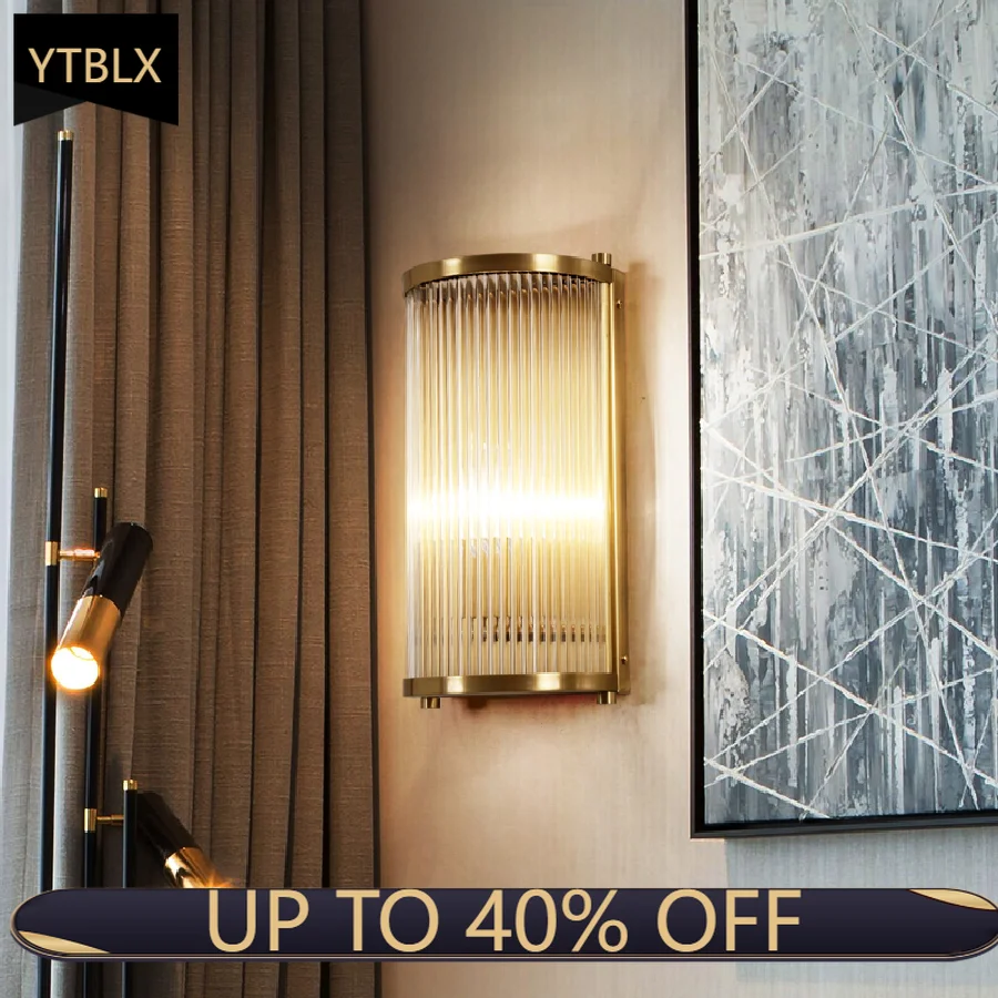 

Iwp Copper Wall Lamp Luxury Classical Crystal Sconce Interior Decor LED Wall Lamp For Living Room Bedroom Aisle Corridor Villa