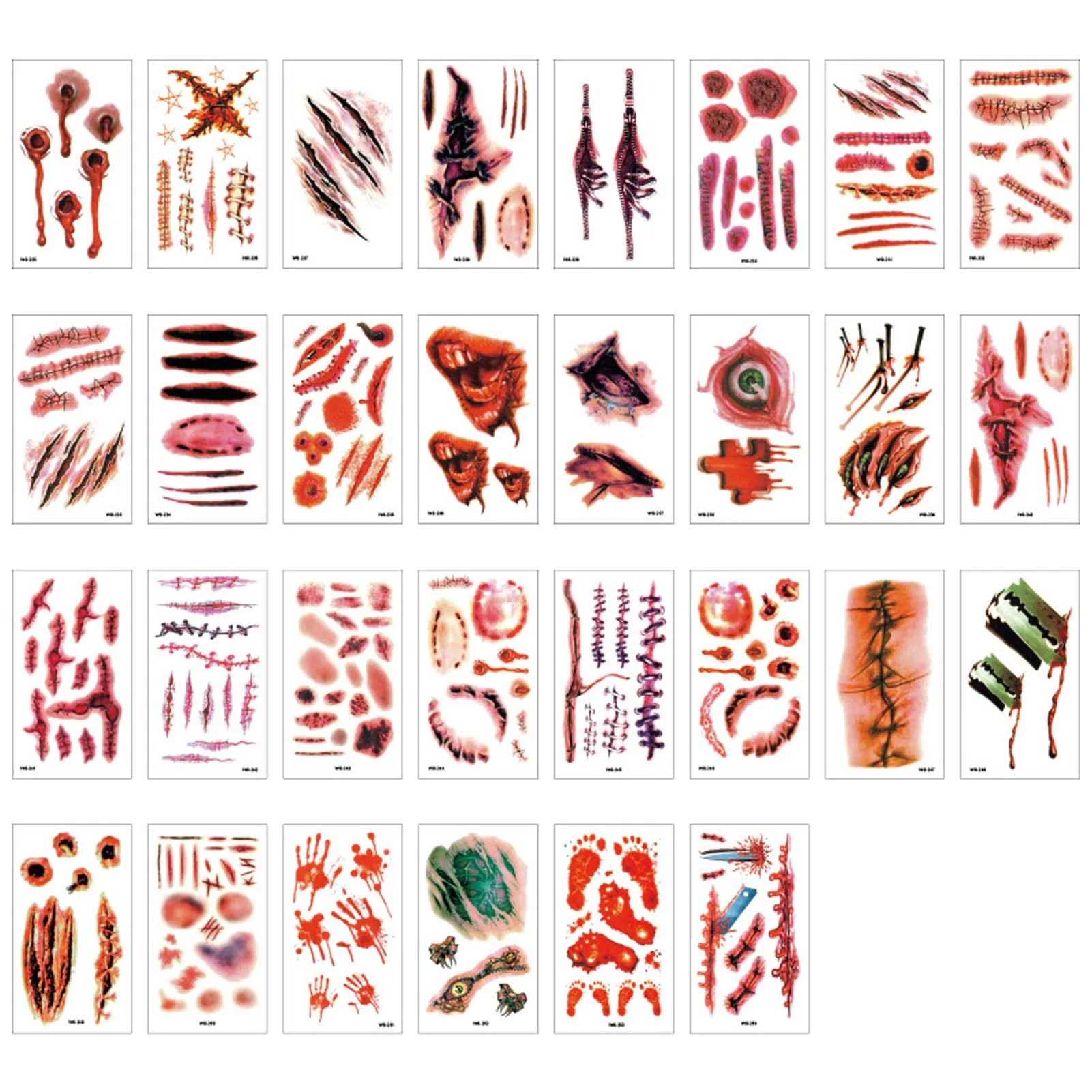 Halloween Wound Tatoos 30 Pieces Temporary Tattoo Sticker Bloody Makeup Accessories Halloween Party Prop Supplies Bloody Makeup
Halloween Wound Tatoos 30 Pieces Temporary Tattoo Sticker Bloody Makeup Accessories Halloween Party Prop Supplies Bloody Makeup