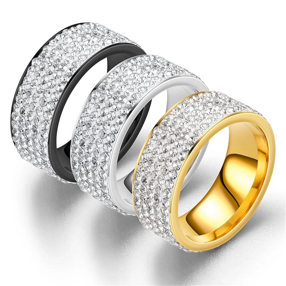 Iced Out Wedding Engagement Rings For Women Men Gold/Silver Color Stainless Steel Bling Cubic Zirconia Ring Party Jewelry
Iced Out Wedding Engagement Rings For Women Men Gold/Silver Color Stainless Steel Bling Cubic Zirconia Ring Party Jewelry