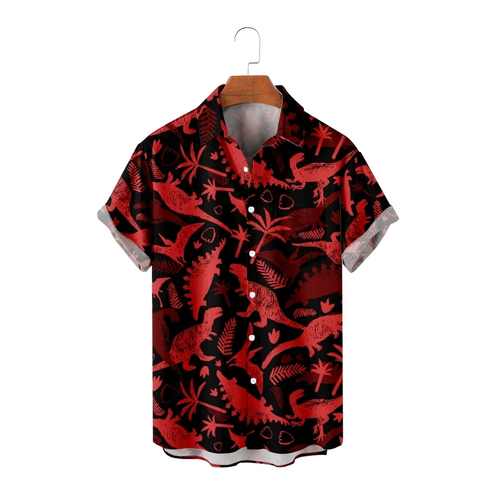 

Гавайские рубашки для мужчин, красные, желтые, черные рубашки с коротким рукавом, крутые летние топы, винтажные дышащие