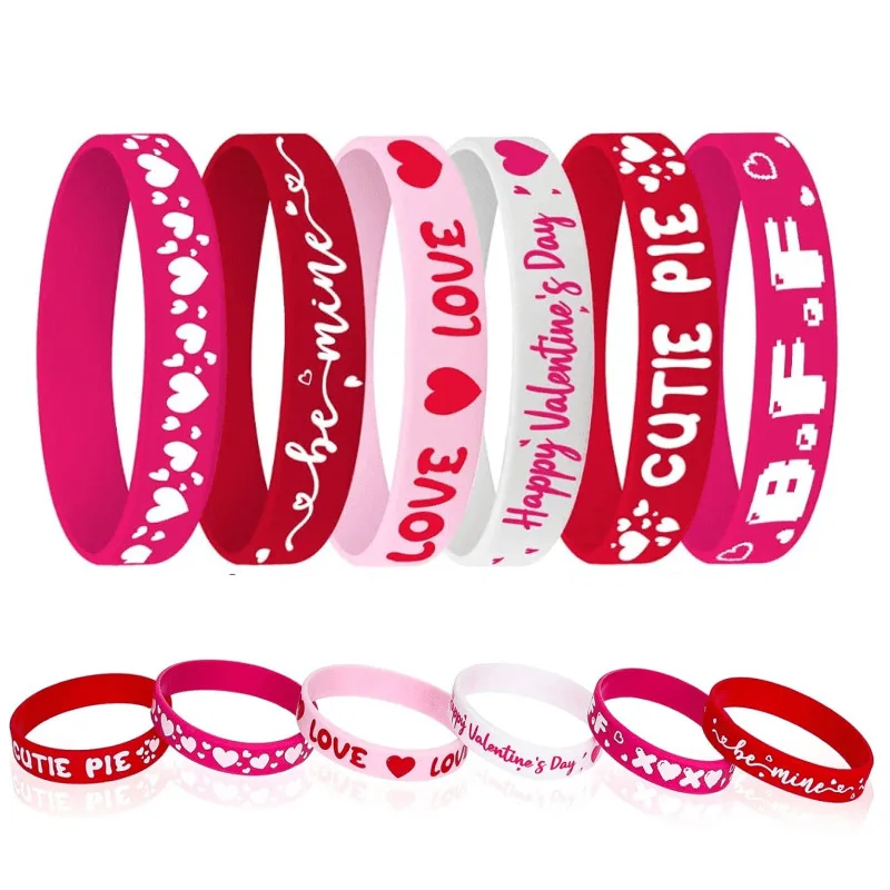 6Pcs Valentines Day Silicone Bracelets Happy Valentines Day Party Gifts Rubber Wristband Wedding Bride To Be Party Guests Favors
6Pcs Valentines Day Silicone Bracelets Happy Valentines Day Party Gifts Rubber Wristband Wedding Bride To Be Party Guests Favors