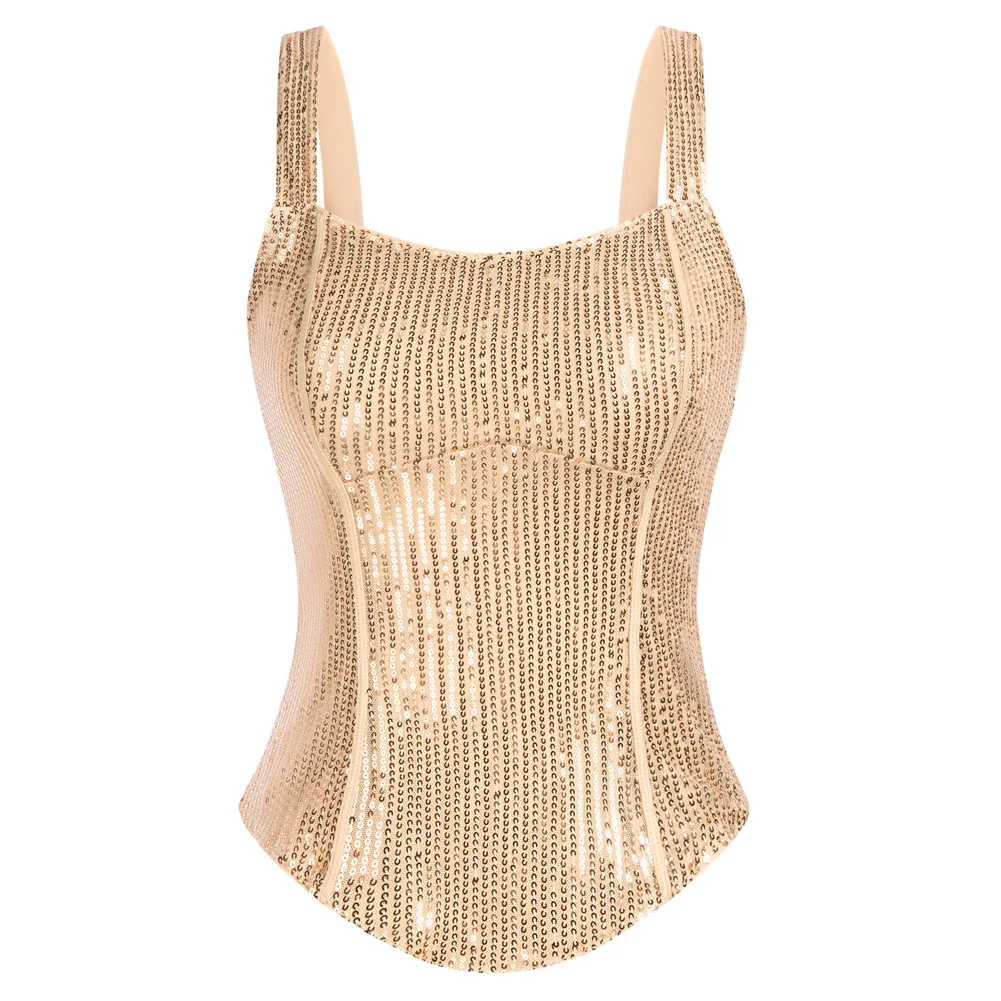 GK Women Party Shiny Camisole Sparkling Sequined Square Neck Tank Tops With Zip Summer Sleeveless Wide Strap Curved Hem Tops
GK Women Party Shiny Camisole Sparkling Sequined Square Neck Tank Tops With Zip Summer Sleeveless Wide Strap Curved Hem Tops