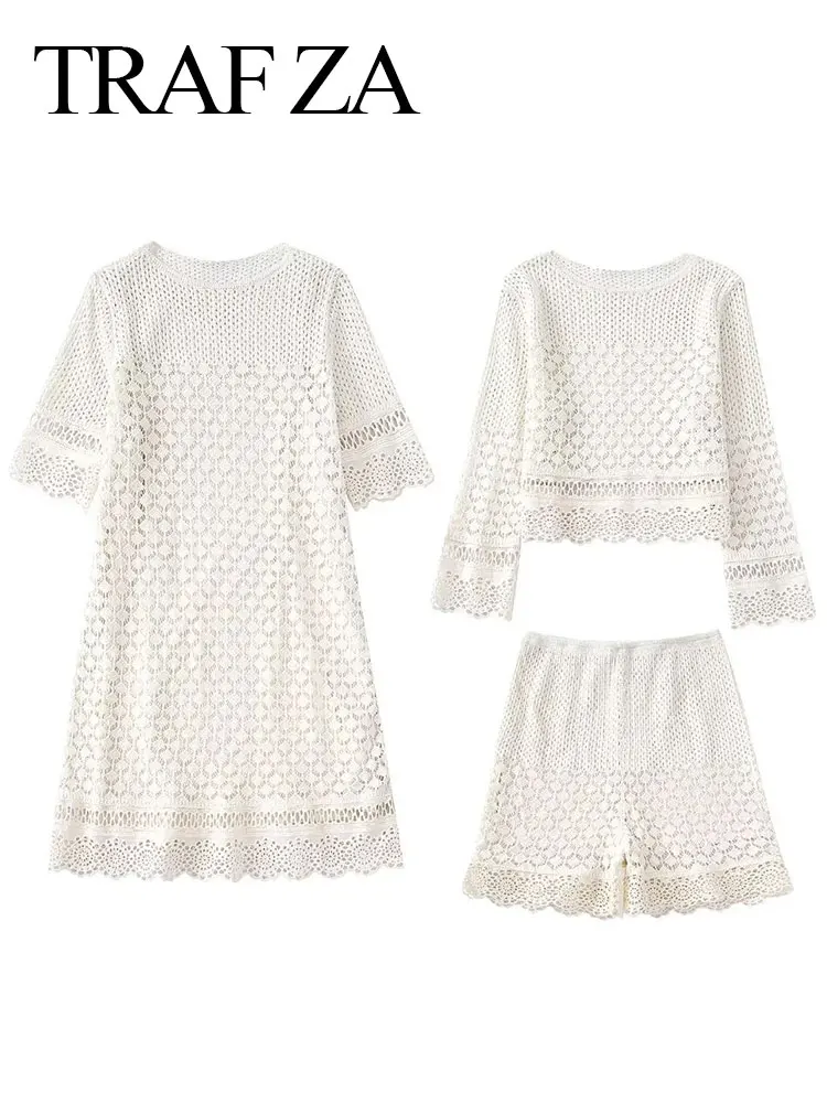 Женский Повседневный костюм-тройка TRAF ZA, однотонный ажурный топ с вырезом лодочкой и шорты, элегантная одежда
Женский Повседневный костюм-тройка TRAF ZA, однотонный ажурный топ с вырезом лодочкой и шорты, элегантная одежда