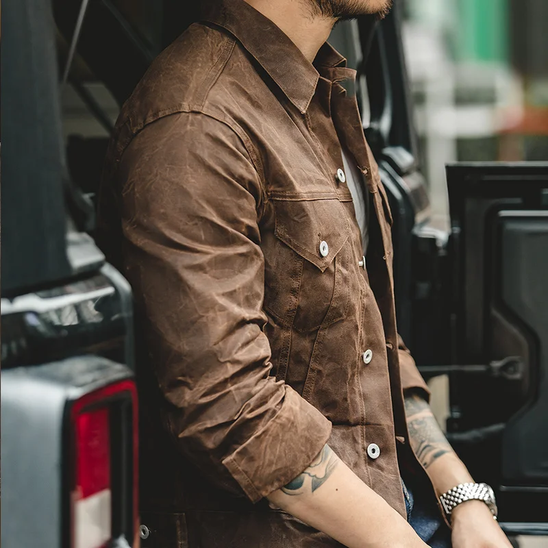 Брезентовая униформа в стиле ретро, сафари, Хлопковая мужская хаки, Военная Повседневная мужская одежда Amekaji для работы, вощеная мужская одежда 
Брезентовая униформа в стиле ретро, сафари, Хлопковая мужская хаки, Военная Повседневная мужская одежда Amekaji для работы, вощеная мужская одежда