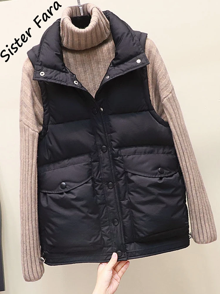 Sister Fara Women Vest Winter Jacket Pocket Hooded Coat Warm Casual Cotton Padded Vest Female Slim Sleeveless Waistcoat 
Sister Fara Women Vest Winter Jacket Pocket Hooded Coat Warm Casual Cotton Padded Vest Female Slim Sleeveless Waistcoat