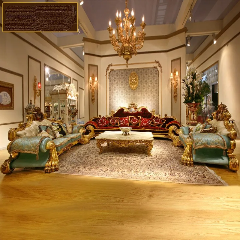 European Court dragon claw sofa French living room combination large family villa gold foil solid wood customized sofa
European Court dragon claw sofa French living room combination large family villa gold foil solid wood customized sofa