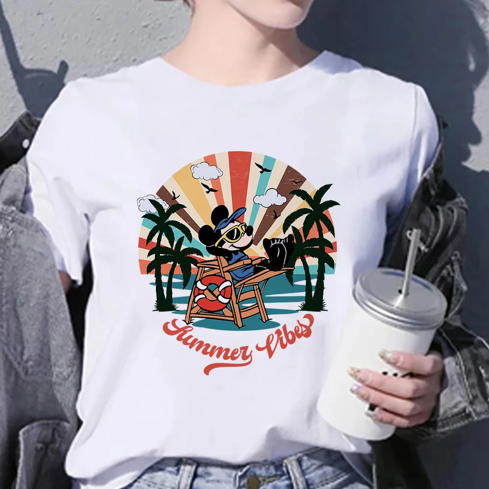 

Лидер продаж, серия Disney, женская футболка с рисунком Микки Мауса, летняя новая популярная Универсальная женская футболка с коротким рукавом...