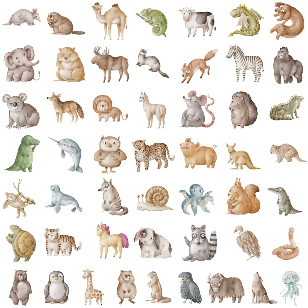 50Pcs Cartoon Cute Forest Watercolor Animals Rabbit Tiger Pig Sticker for Scrapbook Phone Scrapbooking Supplies DIY Sticker Pack
50Pcs Cartoon Cute Forest Watercolor Animals Rabbit Tiger Pig Sticker for Scrapbook Phone Scrapbooking Supplies DIY Sticker Pack