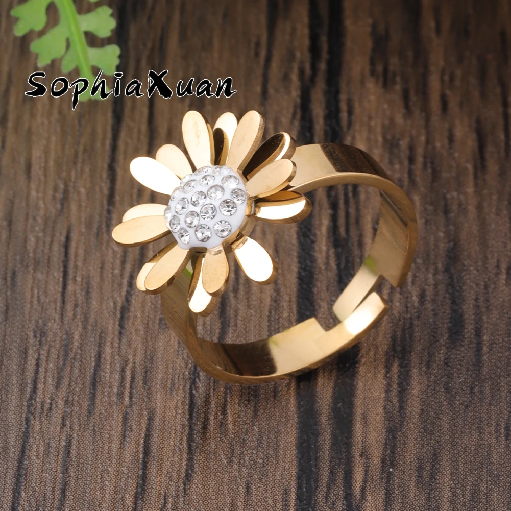 SophiaXuan 2023 New Beautiful Flowers Matte Ring Stainless Steel Gold Color Rings Fashion Mother's Day Gift Woman Rings Girls
SophiaXuan 2023 New Beautiful Flowers Matte Ring Stainless Steel Gold Color Rings Fashion Mother's Day Gift Woman Rings Girls
