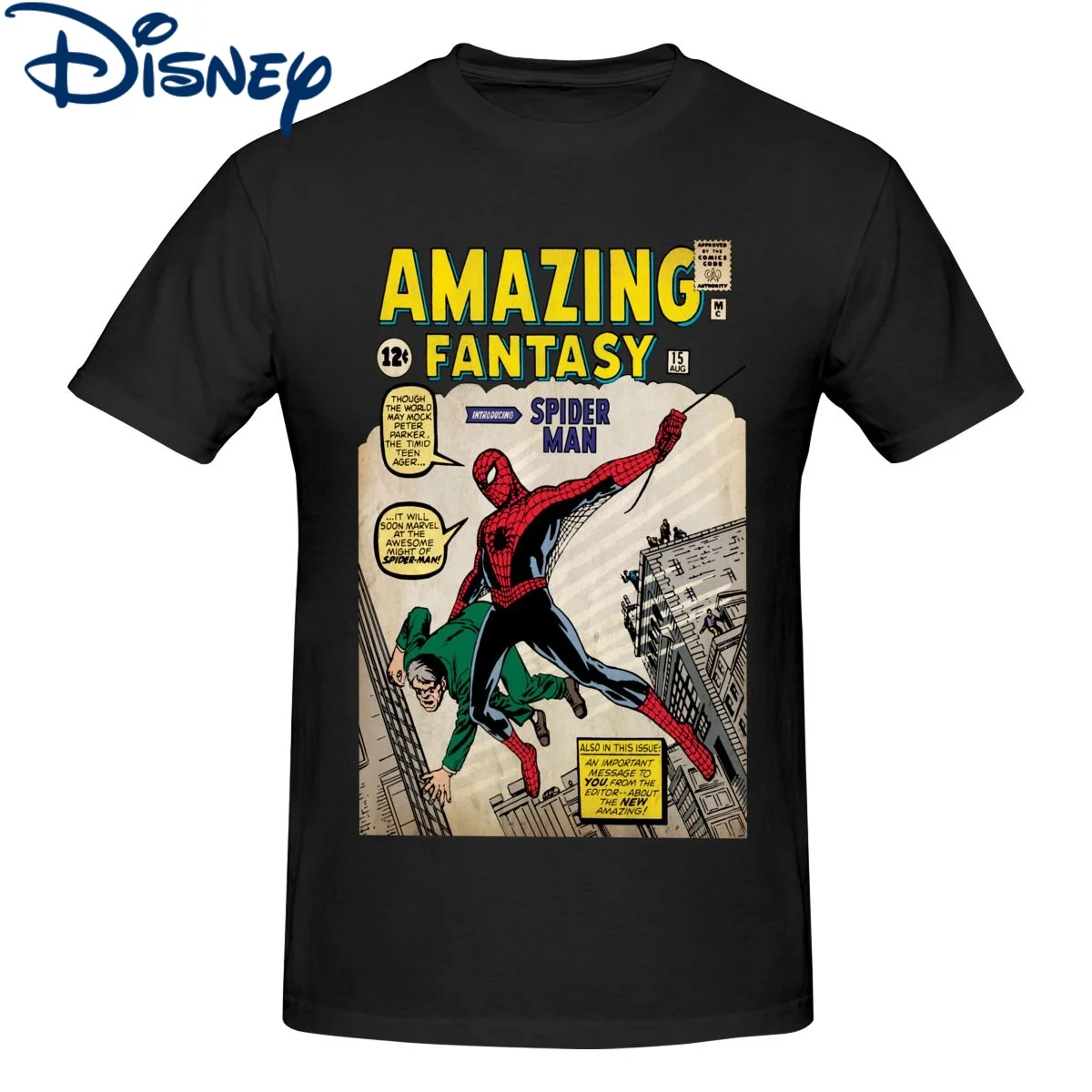 Винтажные Фэнтези Disney, футболки Человека-паука для мужчин, хлопковые футболки с круглым вырезом, футболки с короткими рукавами Marvel, женская одежда
Винтажные Фэнтези Disney, футболки Человека-паука для мужчин, хлопковые футболки с круглым вырезом, футболки с короткими рукавами Marvel, женская одежда