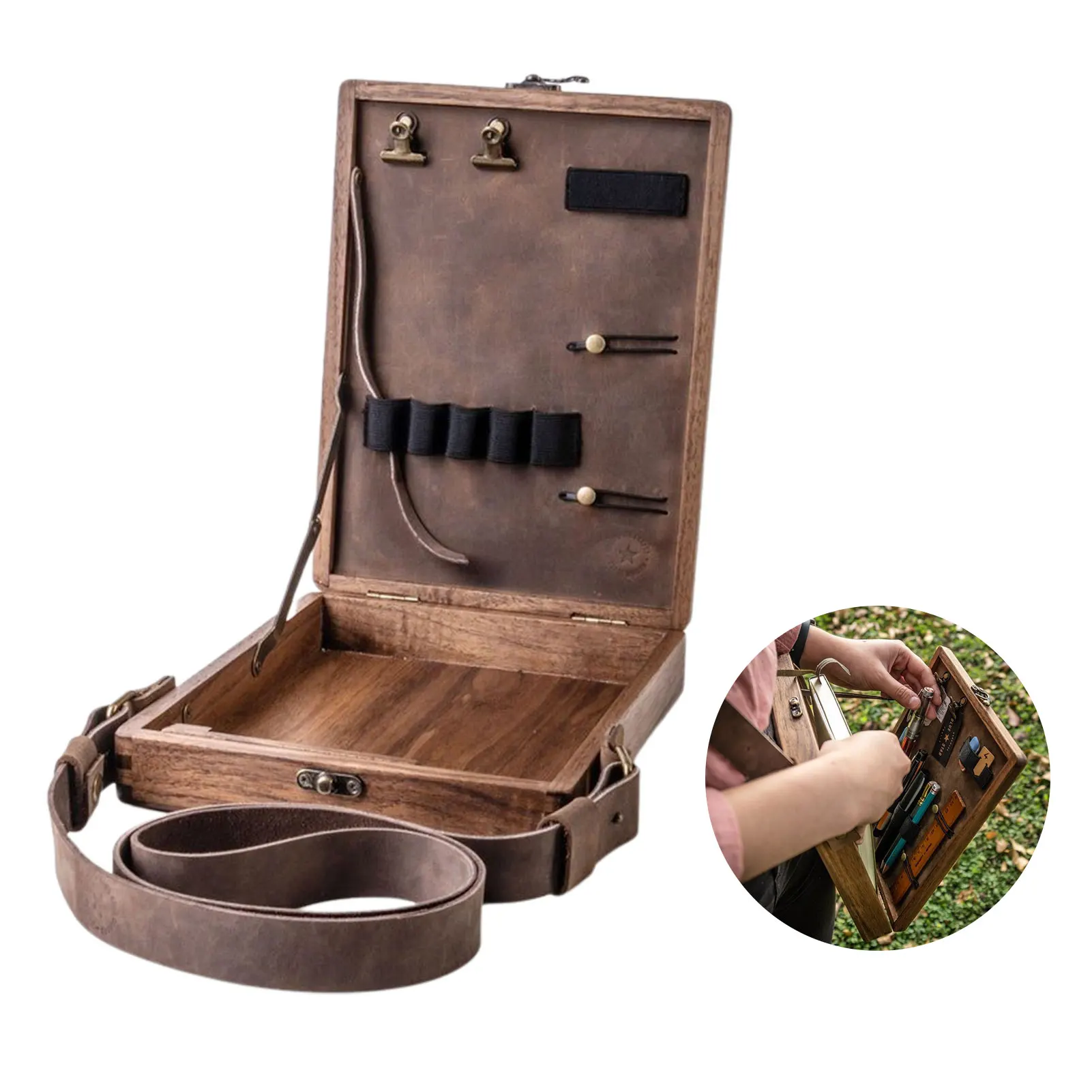Writer Tool Box Wooden Writers Messenger Box Storage Box Storing Writer's Pen ArtistBrush Retro Decorative Portable Shoulder Bag
Writer Tool Box Wooden Writers Messenger Box Storage Box Storing Writer's Pen ArtistBrush Retro Decorative Portable Shoulder Bag