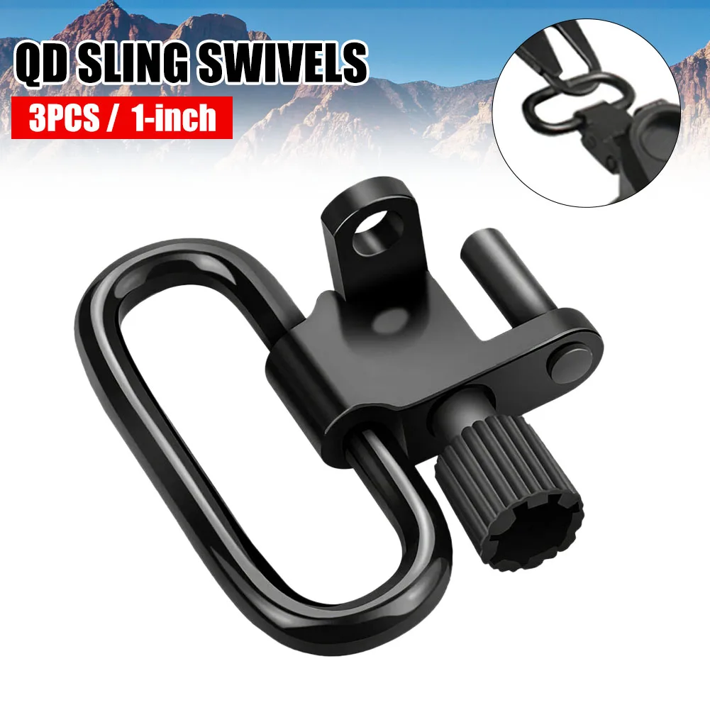 3Pcs QD Sling Swivel Heavy Duty Quick Detach Swivel Ring Buckle with Tri-Lock System 1-Inch Loop Black
3Pcs QD Sling Swivel Heavy Duty Quick Detach Swivel Ring Buckle with Tri-Lock System 1-Inch Loop Black