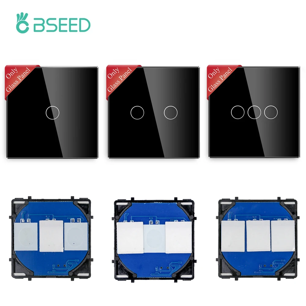 

Сенсорный выключатель BSEED 1/2/3 клавиши, запасные части для настенных выключателей, основа 1/2/3, стеклянная панель европейского стандарта, «сде...