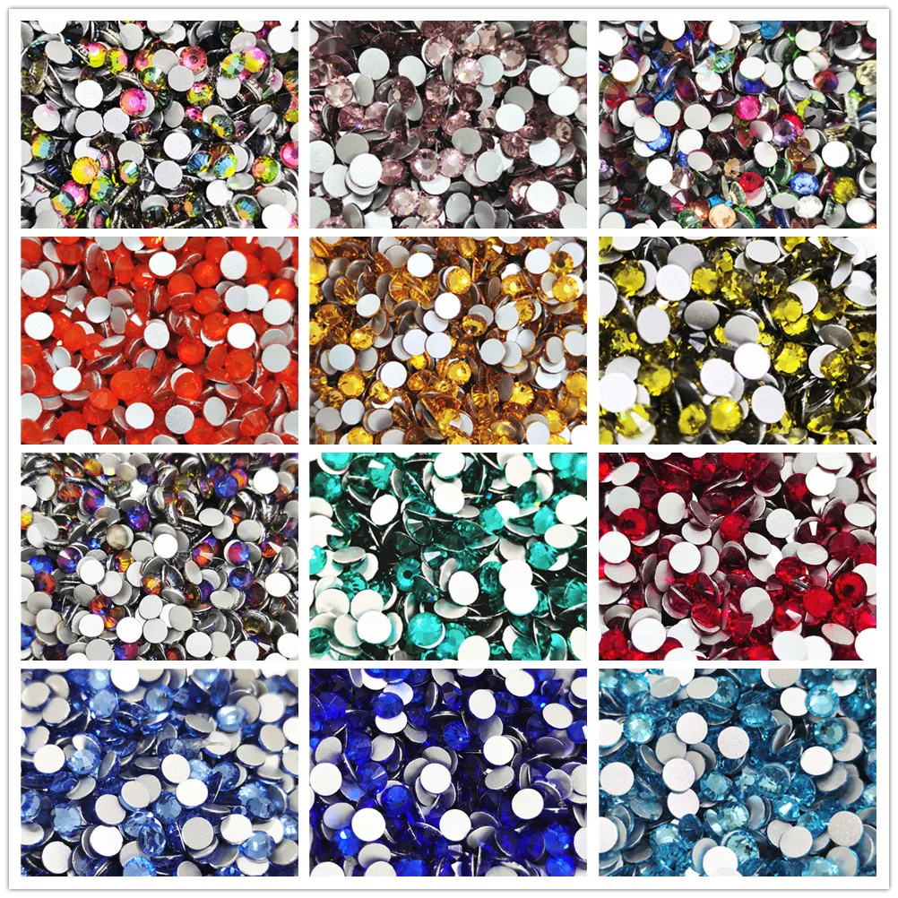 

size ss6 ss10 ss12 ss16 ss20 Crystal Rhinestones Non Hot Fix Flat Back Strass & Fabric Garment rhinestones for nails Decorations