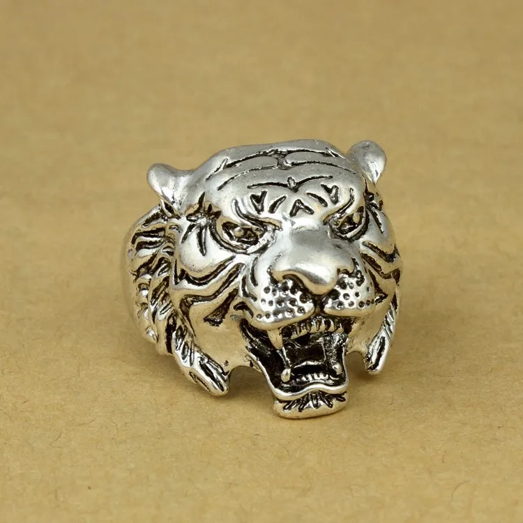 

Silver S925 Silver Vintage Thai Silver Beast Dominant Tiger Men's Ring Personalized Adjustable Opening