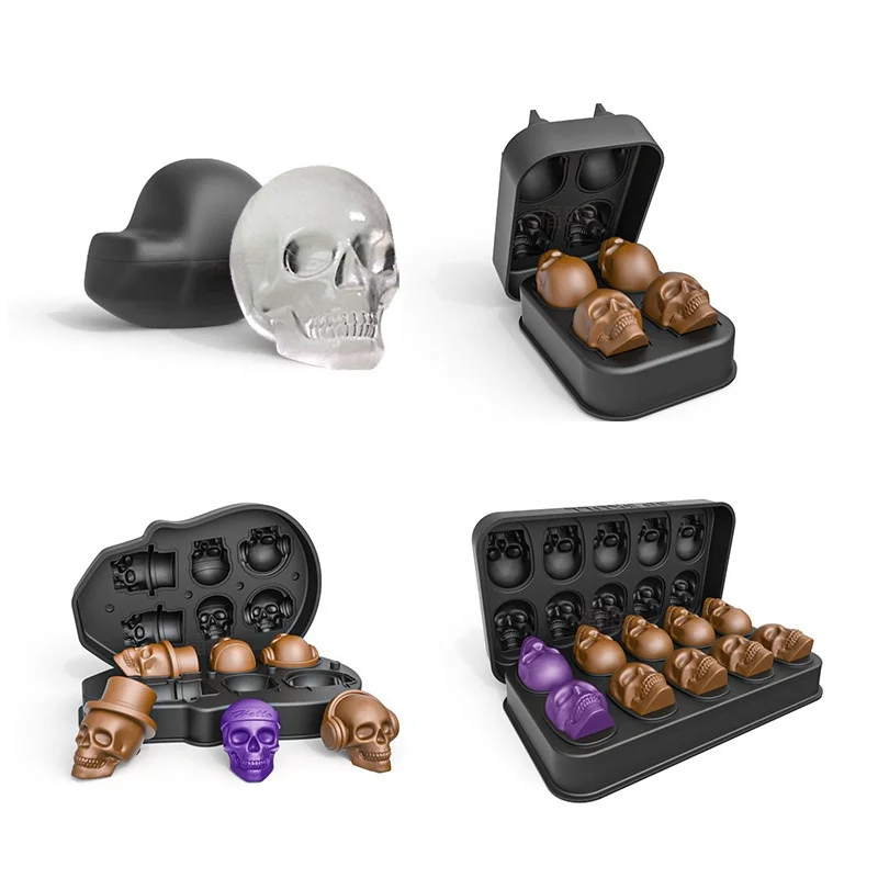 3D Silicone Various Styles Ice Cube Tray Large Skull Ice Cube Tray with Lid Candle Moulds Cake Baking Mold Kitchen DIY Tools
3D Silicone Various Styles Ice Cube Tray Large Skull Ice Cube Tray with Lid Candle Moulds Cake Baking Mold Kitchen DIY Tools