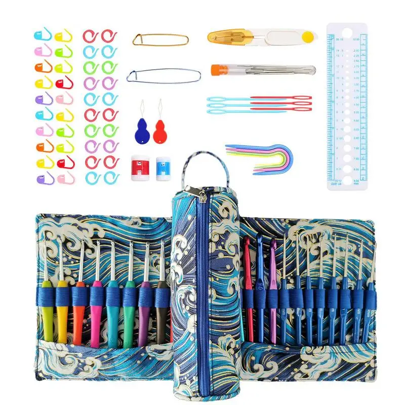 Набор крючков для вязания, набор крючков из нержавеющей стали для начинающих, переносные многофункциональные товары для рукоделия с сумкой для хранения 
Набор крючков для вязания, набор крючков из нержавеющей стали для начинающих, переносные многофункциональные товары для рукоделия с сумкой для хранения