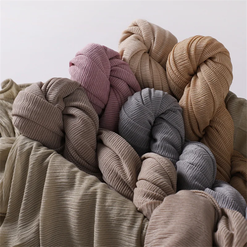 Plain Jersey Wrinkle Striped Line Hijab Scarf Cotton Wrap Elastic Thick Shawls Crinkle Foulards Long Soft Muslim Head Snood 2023
Plain Jersey Wrinkle Striped Line Hijab Scarf Cotton Wrap Elastic Thick Shawls Crinkle Foulards Long Soft Muslim Head Snood 2023