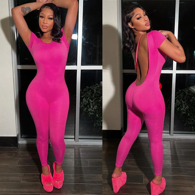 Summer Short Sleeve Slim Fit Jumpsuits For Women Sporty Overalls Backless Sexy Romper One Piece Bodysuit Bodycon Playsuit
Summer Short Sleeve Slim Fit Jumpsuits For Women Sporty Overalls Backless Sexy Romper One Piece Bodysuit Bodycon Playsuit
