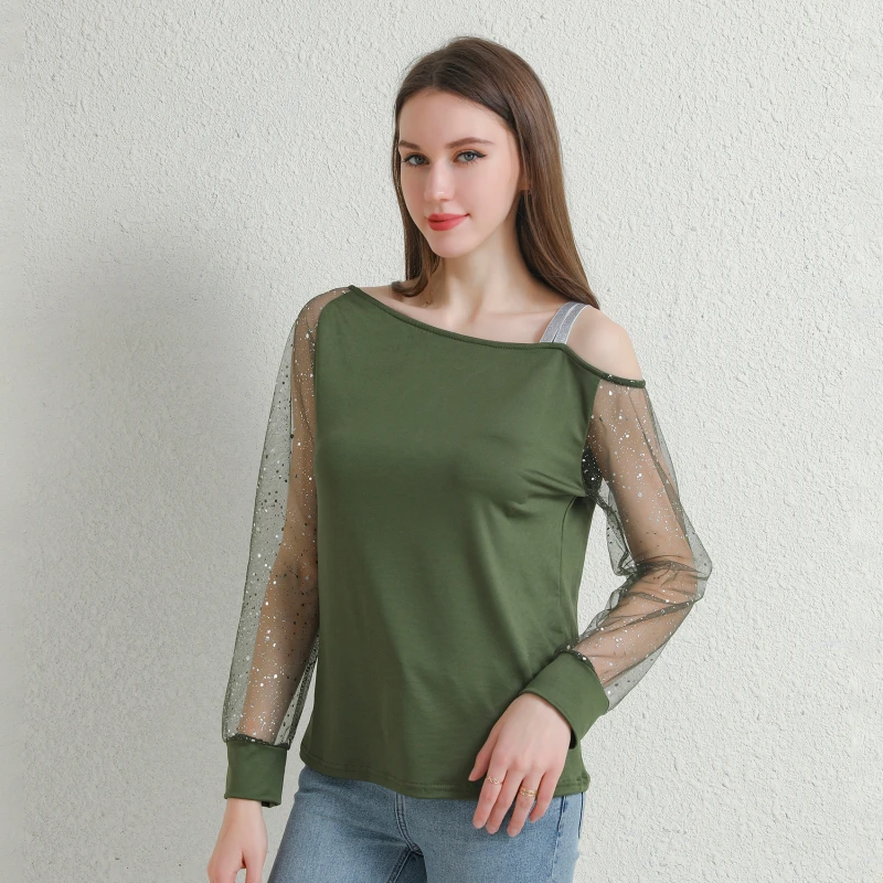 Женская футболка с открытыми плечами, привлекательные сетчатые Прозрачные топы с длинным рукавом-фонариком, Женская Повседневная Однотонн...
Женская футболка с открытыми плечами, привлекательные сетчатые Прозрачные топы с длинным рукавом-фонариком, Женская Повседневная Однотонн...