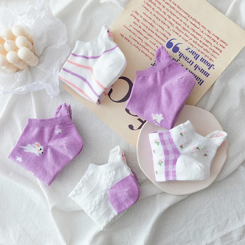 Cartoon Embroidery Women Socks Kawaii Cotton Sock Woman Soft Short Sock Breathable Spring Summer Japanese Purple White Cute Sock
Cartoon Embroidery Women Socks Kawaii Cotton Sock Woman Soft Short Sock Breathable Spring Summer Japanese Purple White Cute Sock