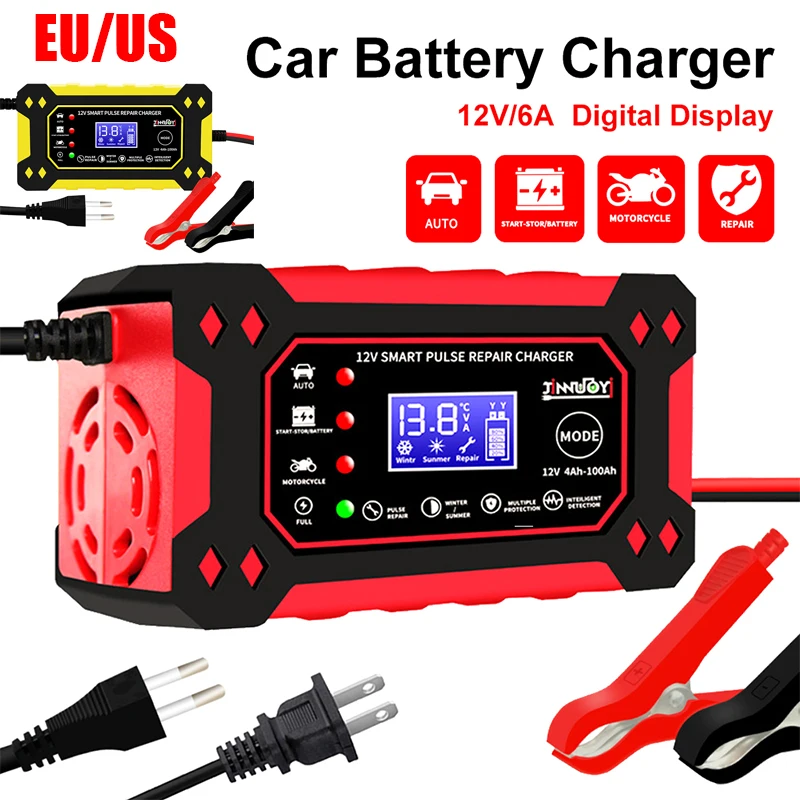 Full Automatic Car Battery Charger 12V 6A Digital Display Detection Pulse Repair For Car Moto Boat Lead Acid Battery Agm Gel Wet
Full Automatic Car Battery Charger 12V 6A Digital Display Detection Pulse Repair For Car Moto Boat Lead Acid Battery Agm Gel Wet