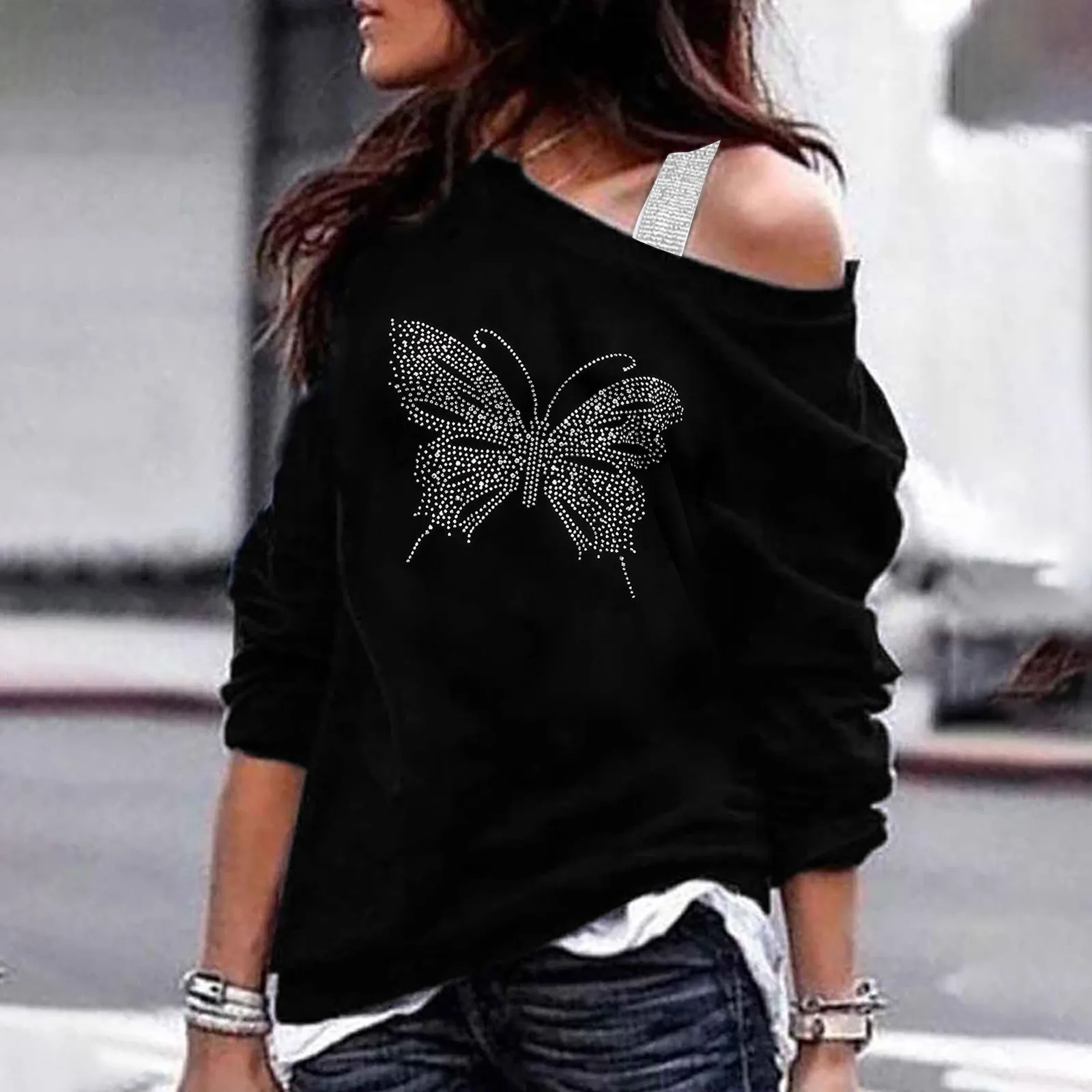 Women'S Casual Shirts Top Off-The-Shoulder Diamond-Studded Printed Top Long-Sleeved Cotton Soft T-Shirt Turtleneck Women Petite
Women'S Casual Shirts Top Off-The-Shoulder Diamond-Studded Printed Top Long-Sleeved Cotton Soft T-Shirt Turtleneck Women Petite